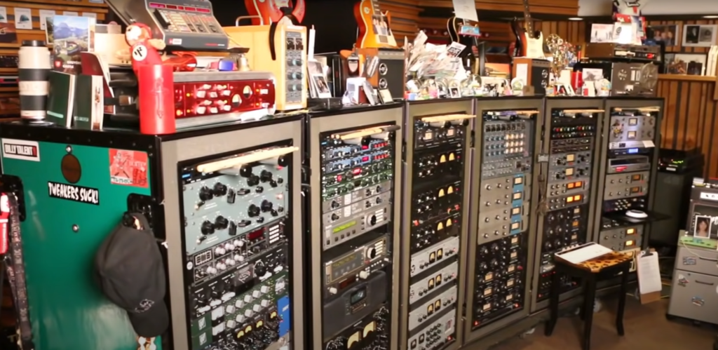 The outboard wall at CLA’s studio