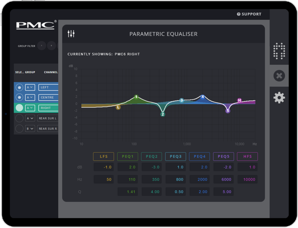 l’equalizzatore PMC su iPad