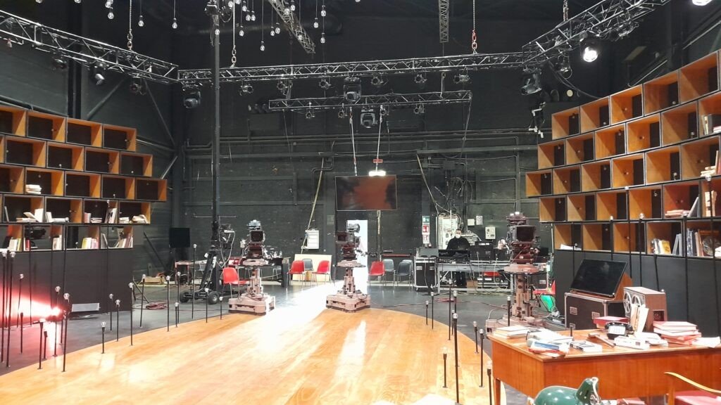 The set as seen by the stage
