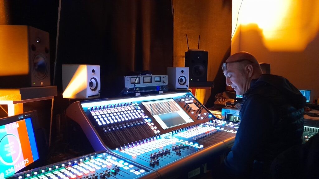 The Audio control room with Stevan Martinovic on the bench